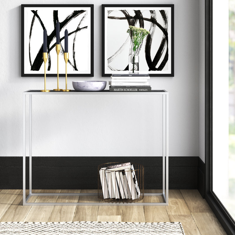 Polytric 100cm Console Table, Chrome, Black