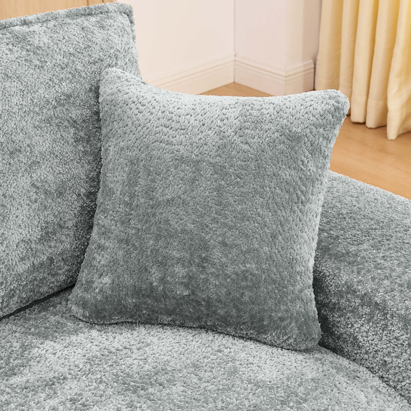 Canapé modulaire moderne de 107 po avec méridienne réversible Boucle, Boucle gris