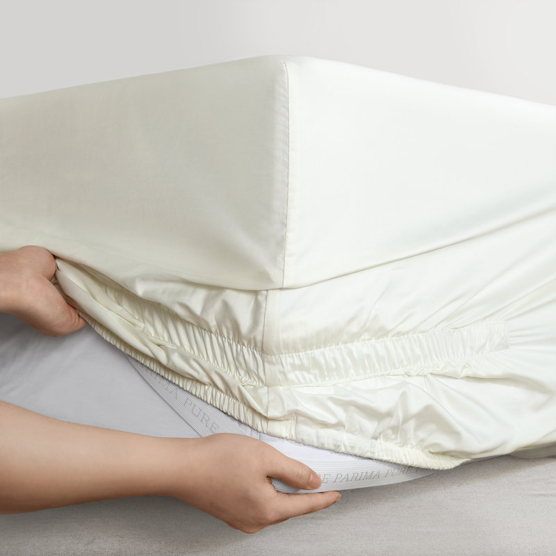 Purefect Fit Adjustable Sateen Fitted Sheet Fitted Sheet, Ivory, Queen Fitted Sheet