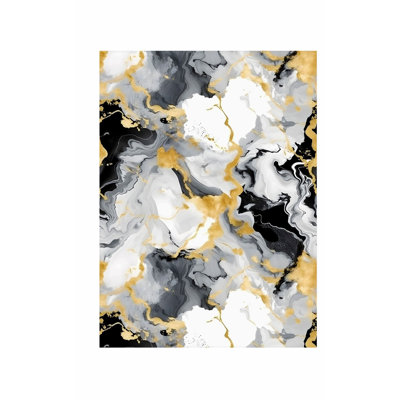 Abstrait noir et doré I, reproduction d'art moderne sans cadre