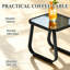 Ensemble de meubles de patio 3 pièces, chaises berçantes d'extérieur en textilène avec accoudoirs larges, table basse en verre trempé pour patio, porche, balcon-1754589560