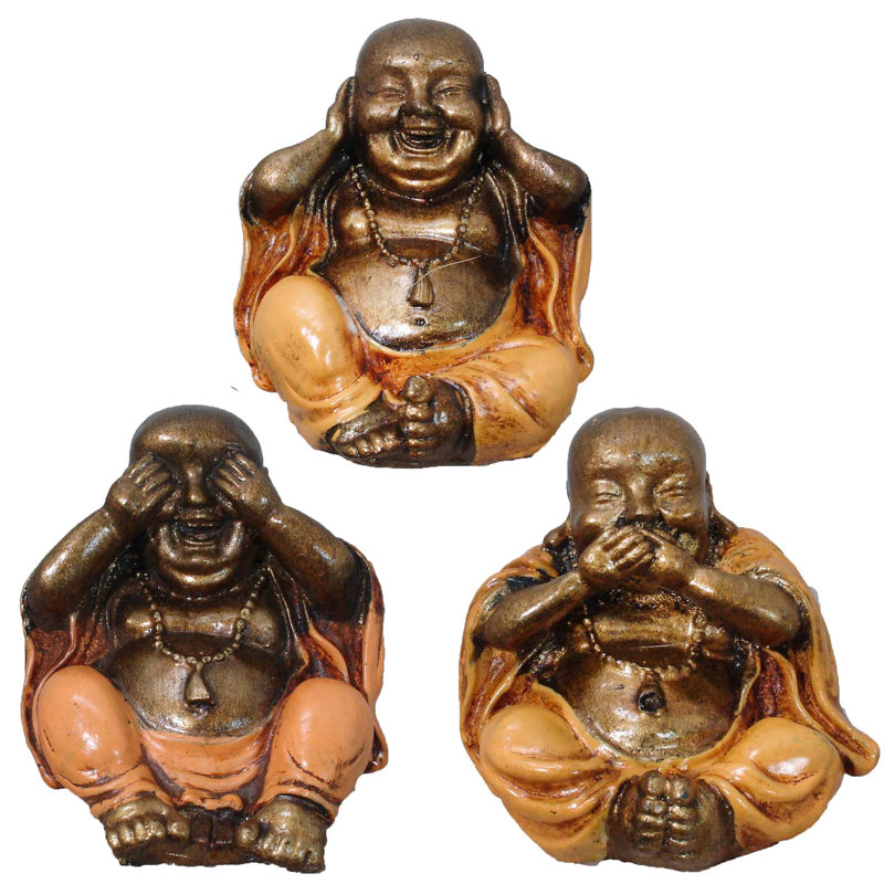 Ensemble de figurine bouddhas 3 pièces Subedi Wise, Orange
