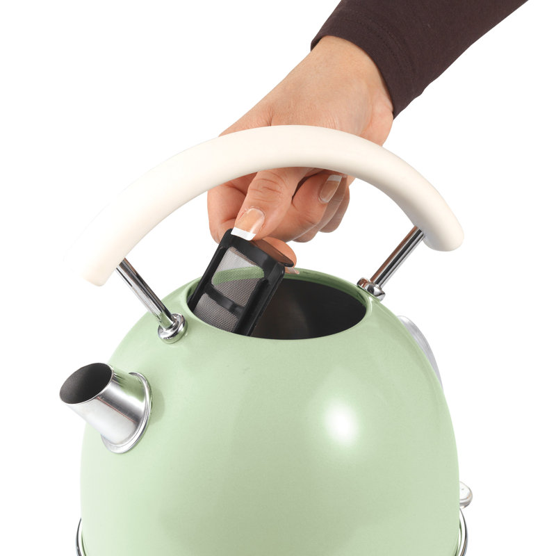Ariete Vintage 1.7L Stainless Steel Dome Kettle with 2 Slice Toaster and 12 Cup Coffee Machine Set, Green