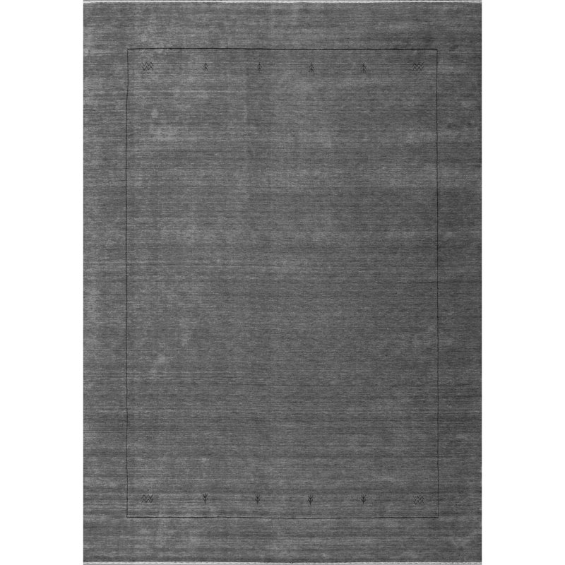 Tapis gris de haute qualité noué à la main, Rectangle de 10 pi x 14 pi