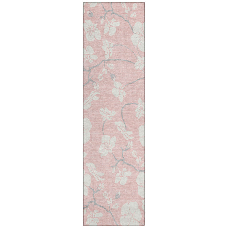 Ensa Pink Washable Indoor-Outdoor Rug - , 2'3" x 7'6"