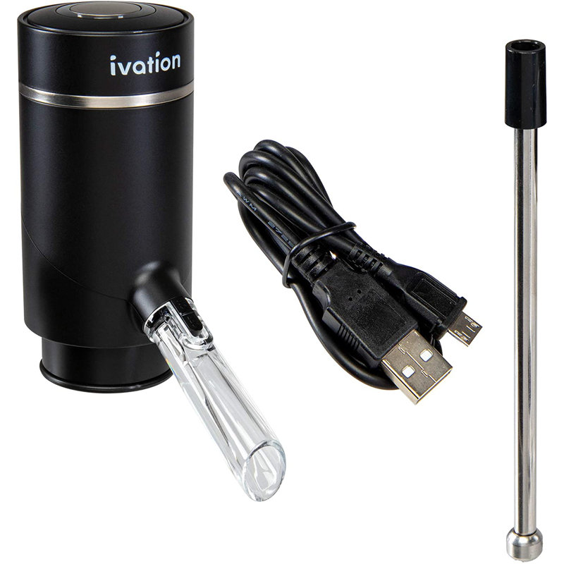 Ivation Black Electric Wine Aerator and Dispenser with Acrylic Spout