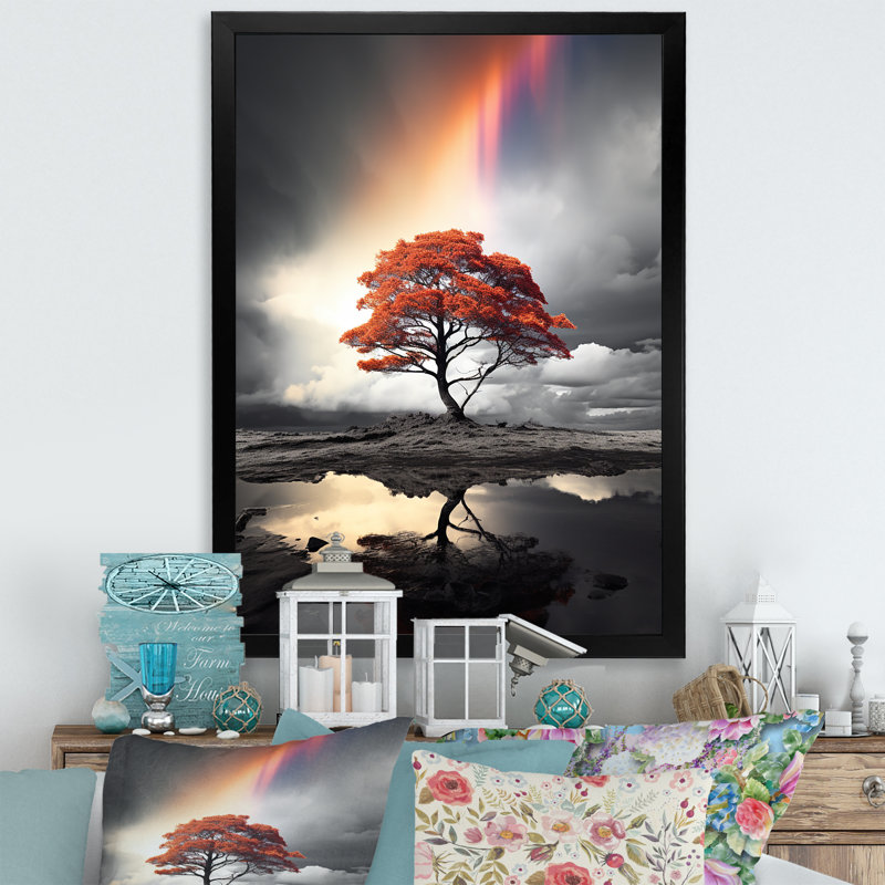 Orange Tree Rainbow Ethereal Radiance - Imprimé, Cadre photo noir, H 20 po x l 12 po x P 1 po