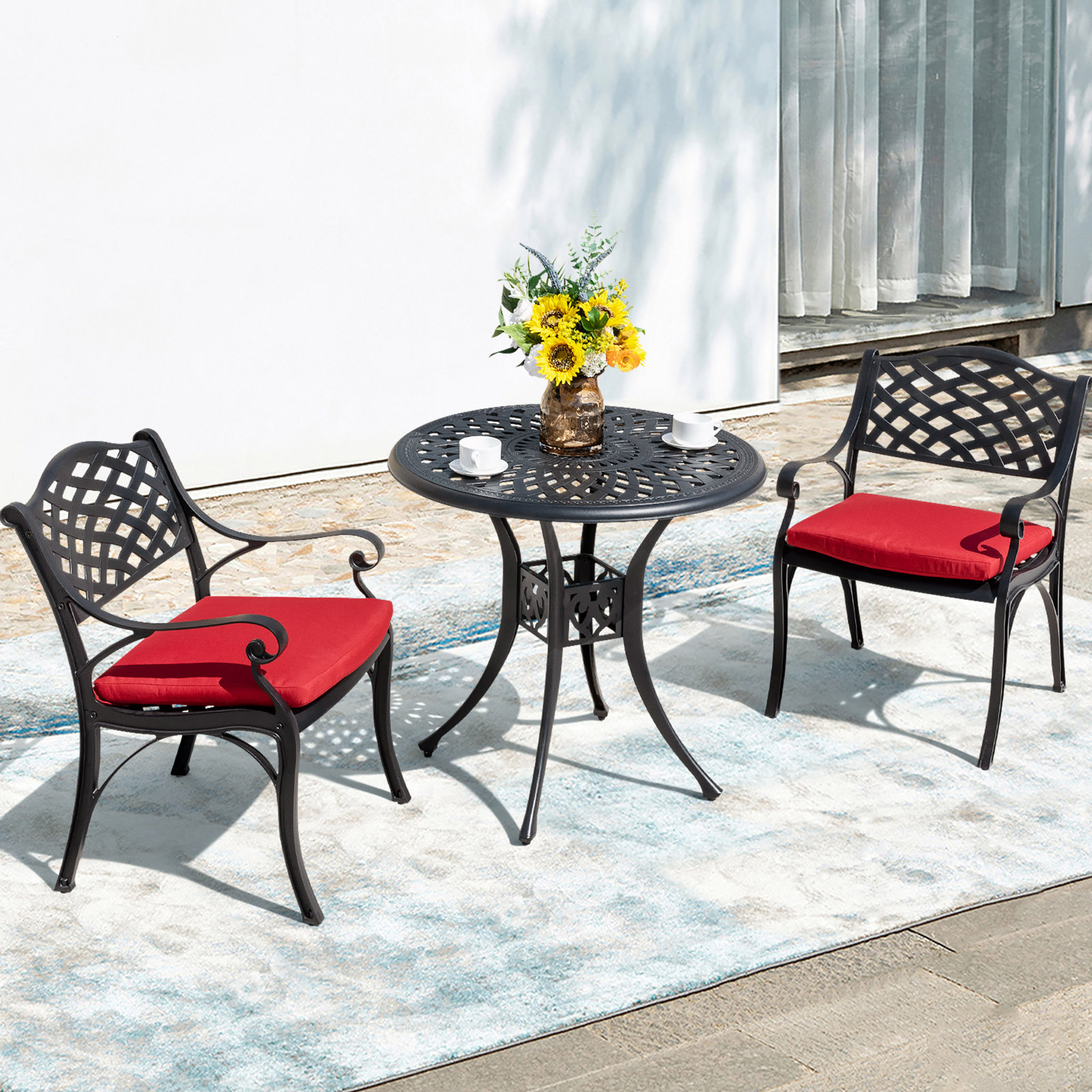 Chrishayla 31" Patio Bistro Set, Red