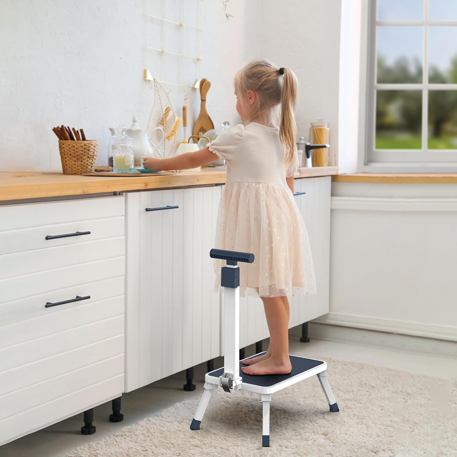 CHUANGWENYI Folding Step Stool, Step Stools With Handle For Elderly ...