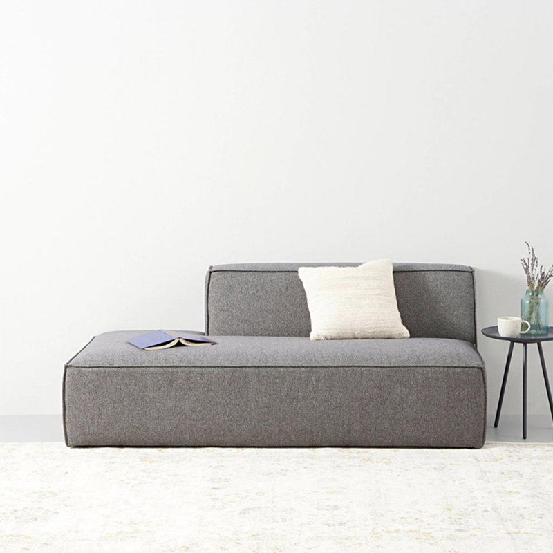Chaise longue rembourrée Modern, Accoudoir à gauche (vu de face), Gris