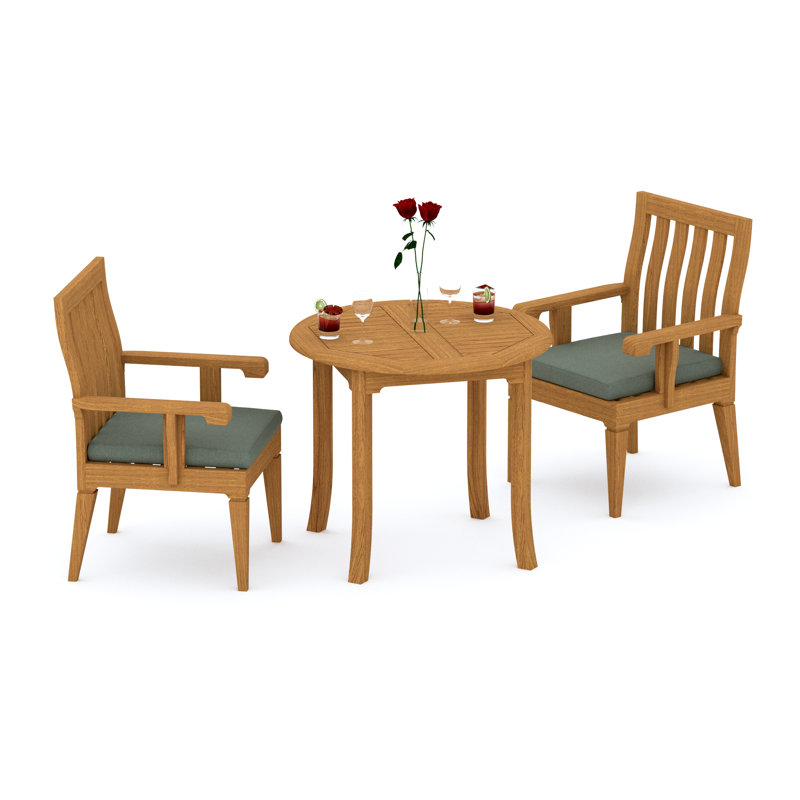 5 Pcs Grade-A Teak Wood Dining Set: 36" Round Table And 4 Caranas Arm Chairs #11Ca0704, 2
