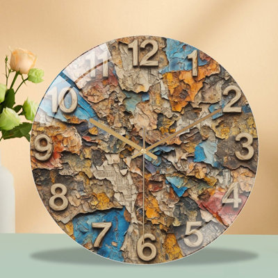 Clock Face With Fiery Phoenix And Numbers Art - 12'' Modern Glass Wall Clock