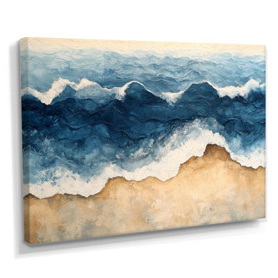 Tropical Beach Wall Art, Abstract Ocean Waves Meet Coast, Ocean Ripple Canvas