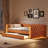 Full XL Size Upholstered Daybed with Trundle and LED, Brown-638196072
