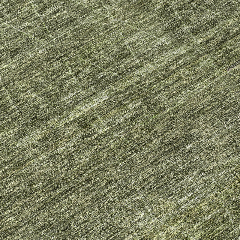 Olive Green Flat Woven Synthetic Indoor/Outdoor Runner Rug