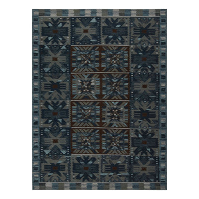 Scandinavian Hand Knotted Wool Geometric Area Rug