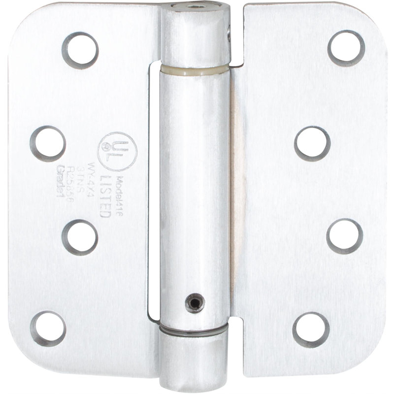 Charnière de porte simple à ressort H 4 po x l 4 po, Chrome satiné