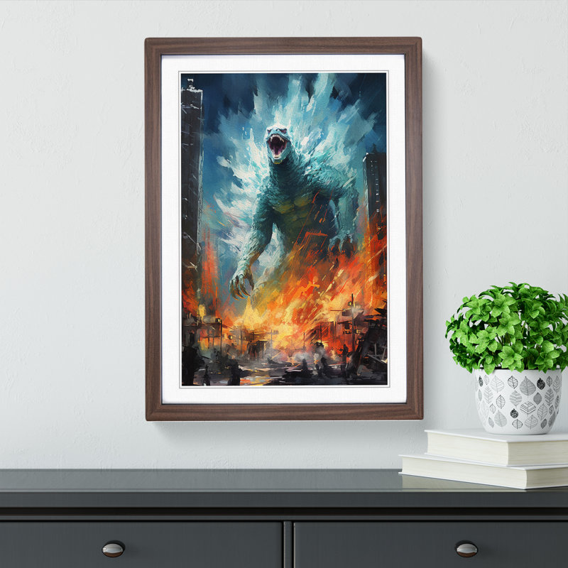 Godzilla Impressionism - Framed Print