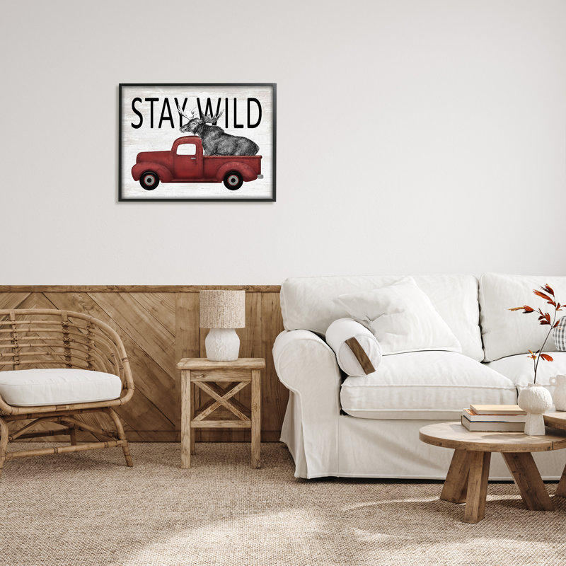 Stay Stay Moose Antique, Giclée encadrée noir minuit, H 24 po x l 30 po x P 1,5 po
