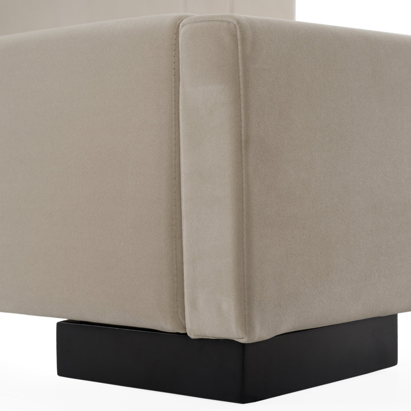 Chilukki - Lit moderne en tissu beige, Queen