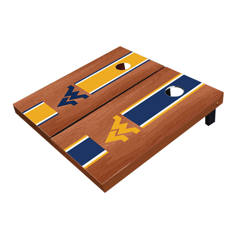 Planches de cornhole à rayures 2 'x 3' NCAA, Bois de rose alternant, Mountaineers de West Virginia