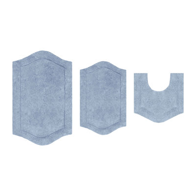 Morissette 100% Cotton Bath Rug, Non-Slip, Quicky Dry, Machine Washable, Absorbent - 3 Piece Set
