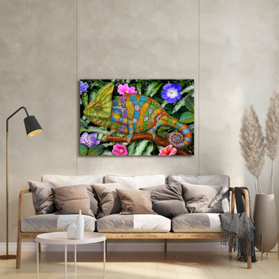  «Veiled Chameleon Rainbow» par Tim Jeffs, art mural en verre acrylique