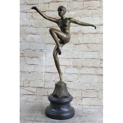 Rushville Art Deco Chiparus Swimmer Phoenician Dancer Flapper Girl Bronze Statue Sculpture Figure