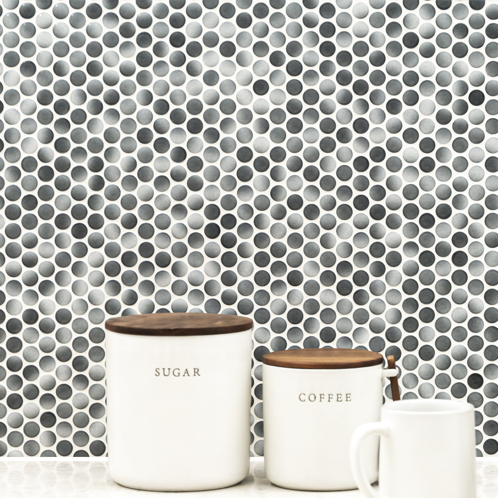 12" x 13" Porcelain Mosaic Tile, Graphite Melange
