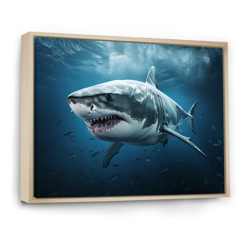 Océan, requin fantôme bleu II, reproduction d'art sur toile, Cadre naturel flottant, H 16 po x l 32 po