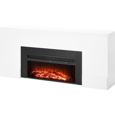 Chaufferette de cheminée autoportante de 75 pouces, 1500W 5120Btu, chauffage infrarouge, flammes réalistes, protection contre la surchauffe, télécommande, chauffage électrique pour salon avec télécommande, minuterie 3D, chambre à coucher