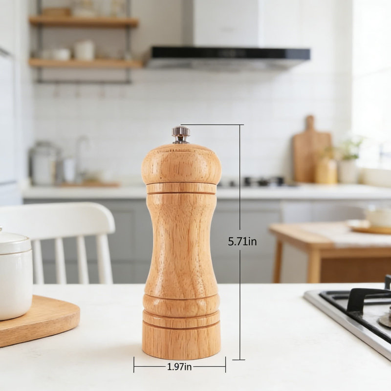 Ensemble manuel de moulins à sel et à poivre en bois avec noyau en céramique, grosseur réglable et fabrication en bois d'hévéa de qualité supérieure (ensemble de 2)