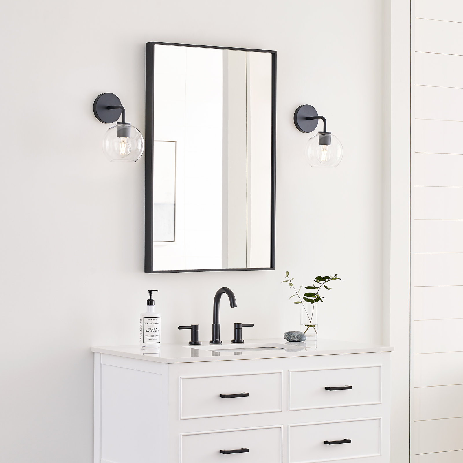 Childerley Single Light Dimmable Armed Sconce, Midnight Black, Clear