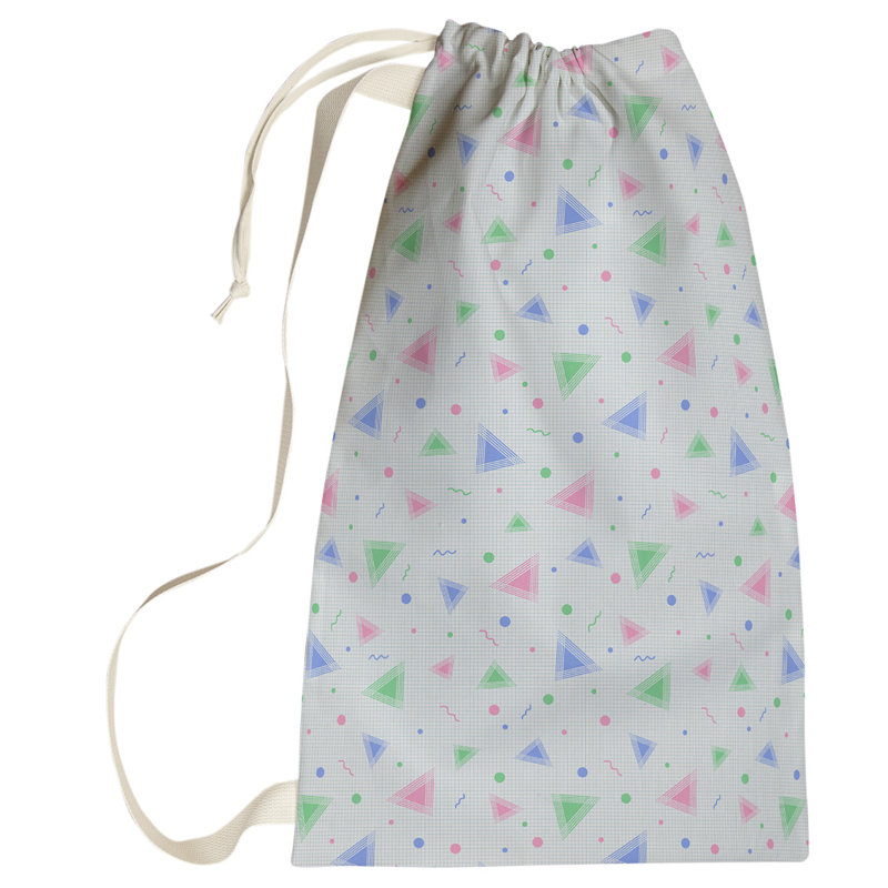 Sac à linge rétro 90s, Grand (H 76,5 po x l 29,5 po x P 1,5 po), Bleu / Vert