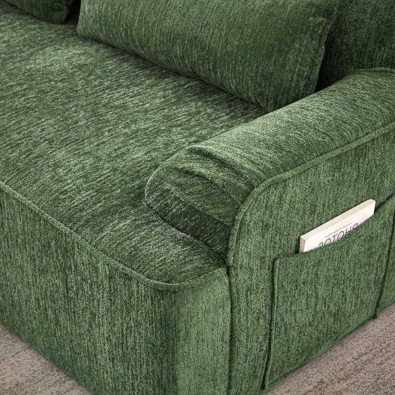 Canapé modulaire surdimensionné en L Chenille, design minimaliste, canapé-lit pour salon, appartement et espaces de réception, aucun assemblage requis