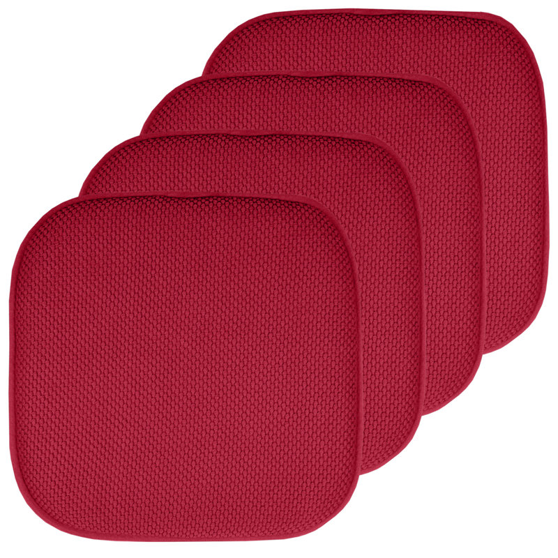 Coussins de chaise antidérapants Honeycomb, Rouge, Paquet de 4