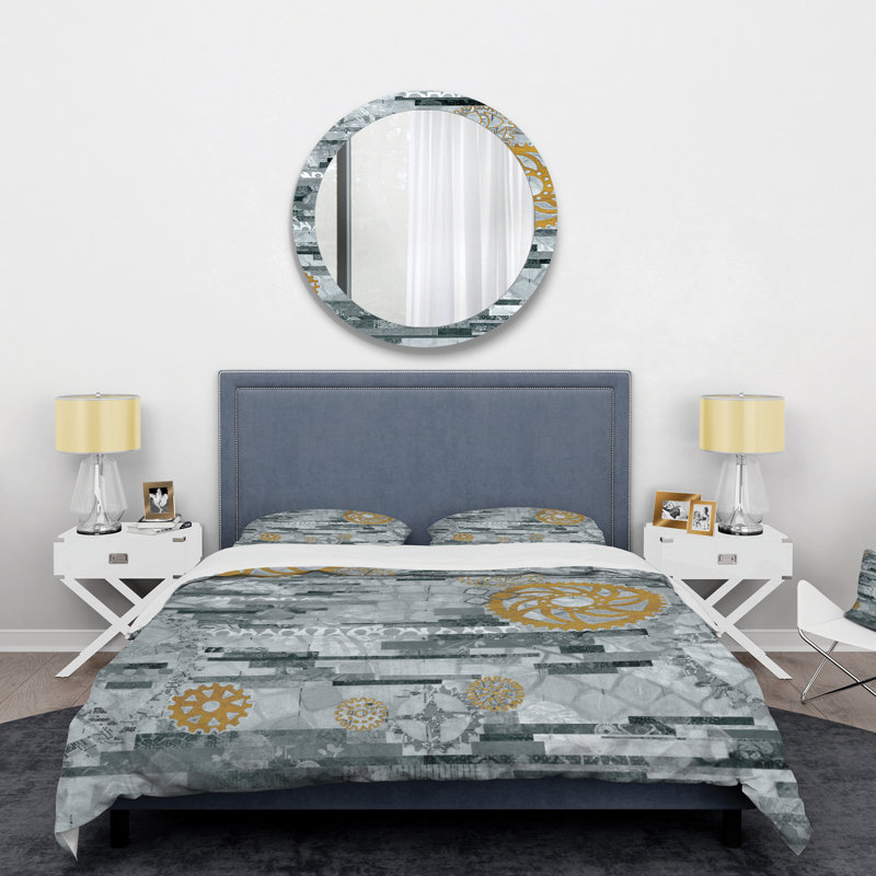 Modern Gold Timetable II - Glam Duvet Cover Set - Microfiber Polyester, Twin Duvet Cover + 1 Sham