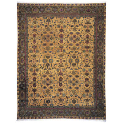 Arak Wool Oriental Area Rug in Gold/Green