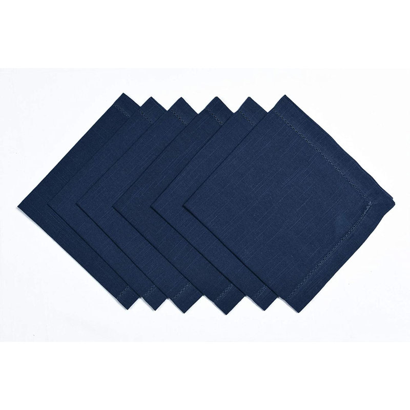 Azelia Cotton Solid Colour Square Napkin, Navy