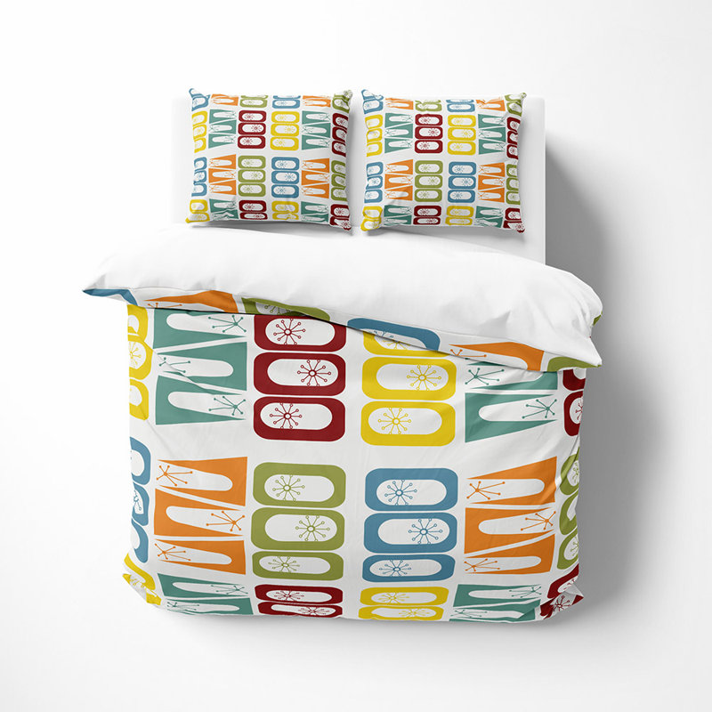 Ensemble de housse de couette en microfibre 3 pièces blanc, jaune et rouge, Housse de couette simple + 2 très grandes taies d