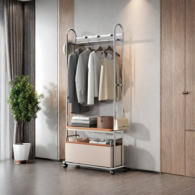 Stainless Steel Hall Tree with Movable Basket