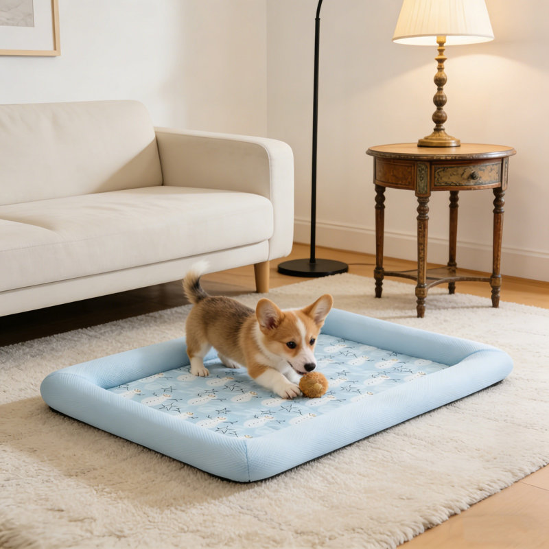 Tapis de refroidissement 19,7 x 15,8 x 3,2 po pour animaux de compagnie Summer Pet, Bleu clair