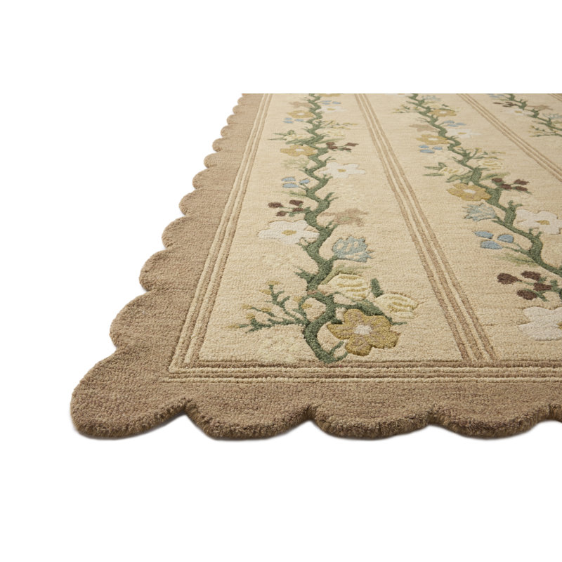 Rifle Paper Company x Loloi Thistle Neutral / Multi  Area Rug, Square 1'6",  Neutral/Multicolor 