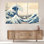 Impression sur toile emblématique de l'océan japonais, décor inspiré de Hokusai, toile tendue 3P