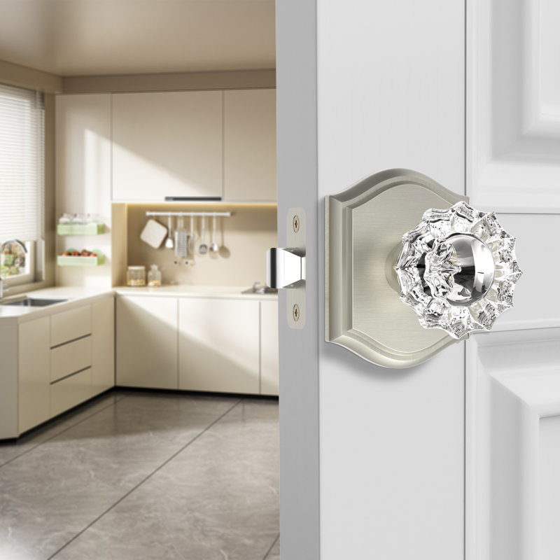 Coolnews Retro Elegant Series Crystal Passage Door Knobs, Satin Nickel