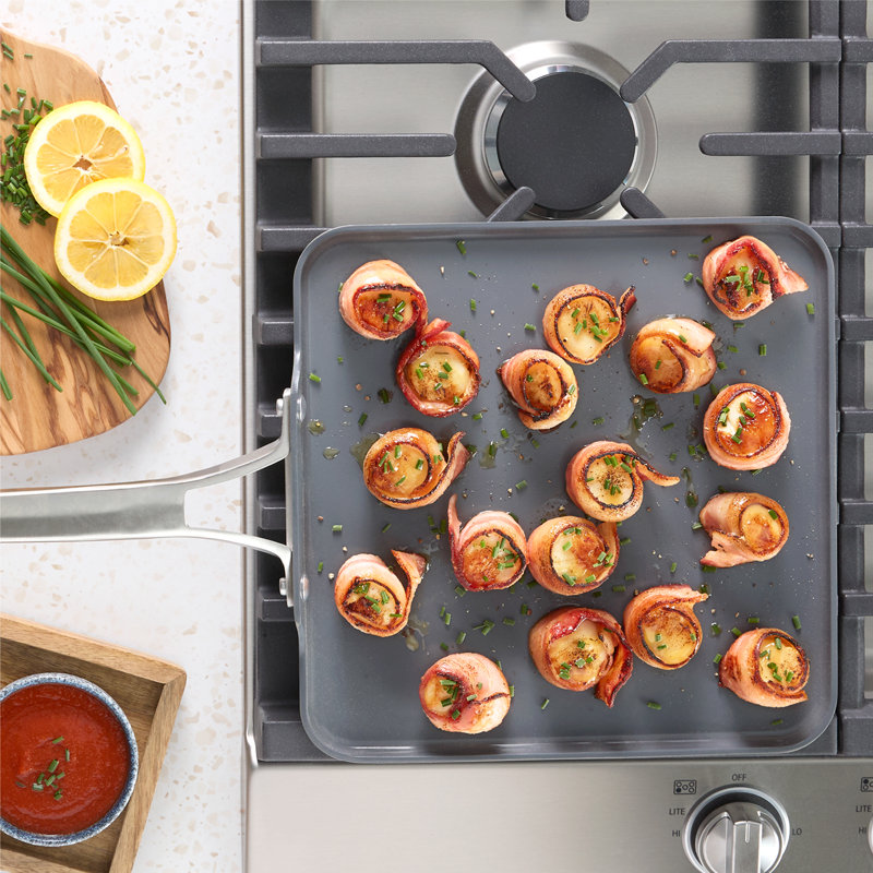 Calphalon  Premier Ceramic Nonstick 11" Square Griddle, Mushroom Gray