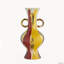 Vase rond en céramique de 16,3 x 16,3 x 35 cm (6,4 x 6,4 x 13,8 pouces) avec finition multicolore abstraite et poignées