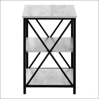 Accent Table With X-Shaped Design,End Table,Side Table With Open Shelf