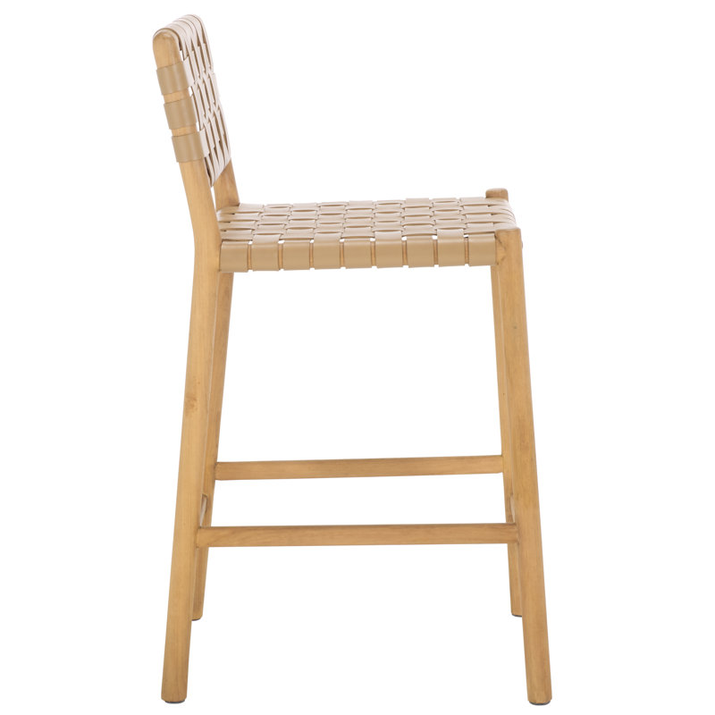 Jeremiah Woven Leather Counter Stool, Tan, Natural