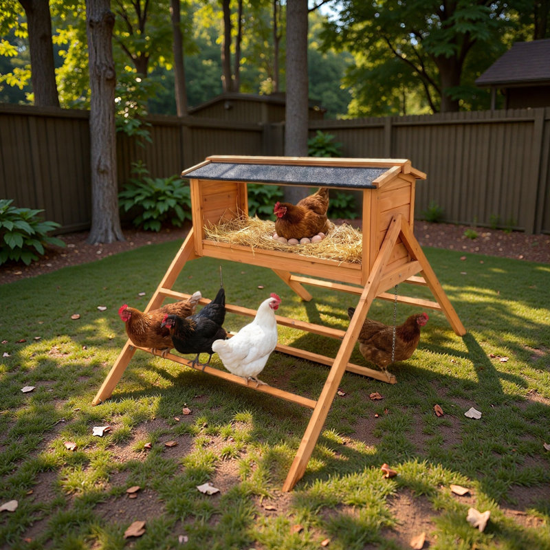 Poulailler avec toiture en asphalte, perchoir pour poulailler, nichoirs avec balançoire, accessoires de poulailler pour poules ou poulets